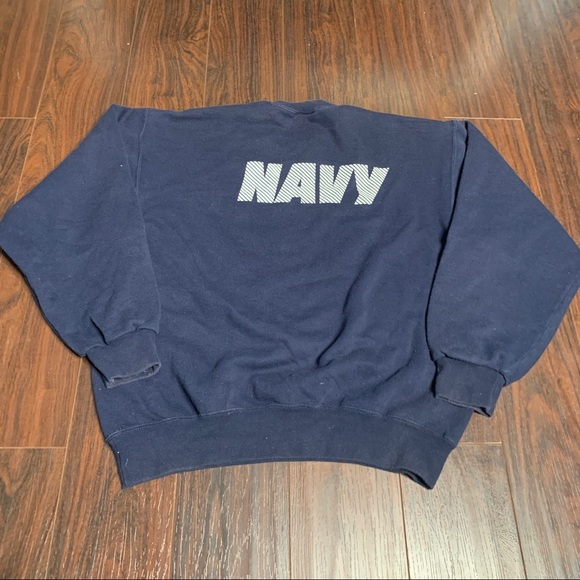 Vintage 90s US Navy Spellout Crewneck Sweatshirt M - Picture 4 of 6